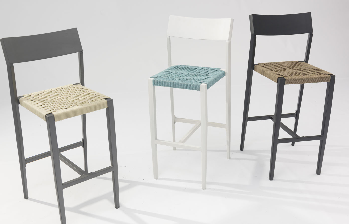 New Hot Sale Rope Art Design Modern Elastic Soft Back Cushion Aluminum Garden Terrace Pub Outdoor Bar Chair New Hot Sale Rope Art Design Modern Elastic Soft Back Cushion Aluminum Garden Terrace Pub Outdoor Bar Chair