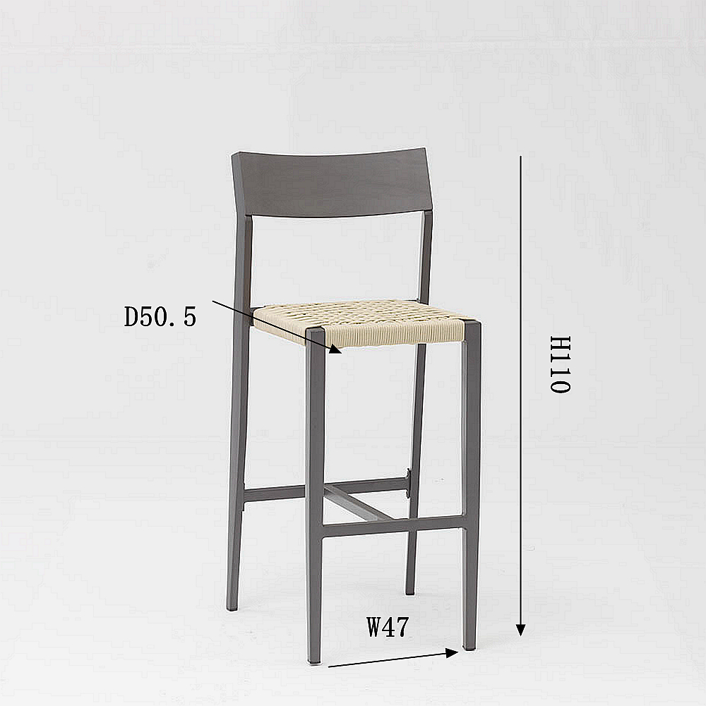 New Hot Sale Rope Art Design Modern Elastic Soft Back Cushion Aluminum Garden Terrace Pub Outdoor Bar Chair New Hot Sale Rope Art Design Modern Elastic Soft Back Cushion Aluminum Garden Terrace Pub Outdoor Bar Chair