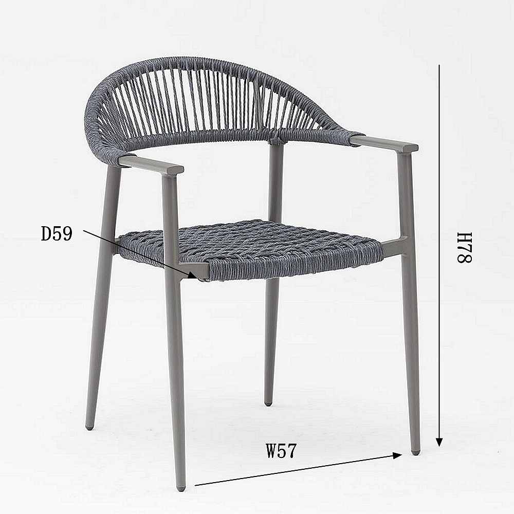 Modern New Design Durable Elastic Soft Rope Braided Aluminum Frame Terrace Garden Outdoor Rope Chair Modern New Design Durable Elastic Soft Rope Braided Aluminum Frame Terrace Garden Outdoor Rope Chair