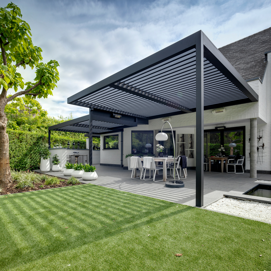 Outdoor Metal Motorized Electric Retractable Free Standing Wind Resistant Waterproof Aluminum Garden Awning