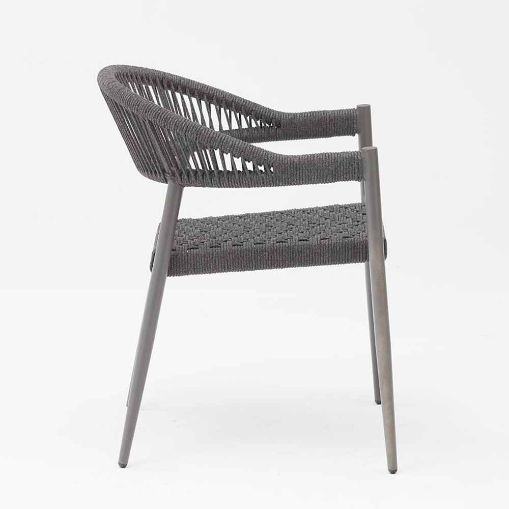 New Design Durable Elastic Soft Rope Braided Aluminum Frame Modern Garden Terrace Rope Outdoor Chair
