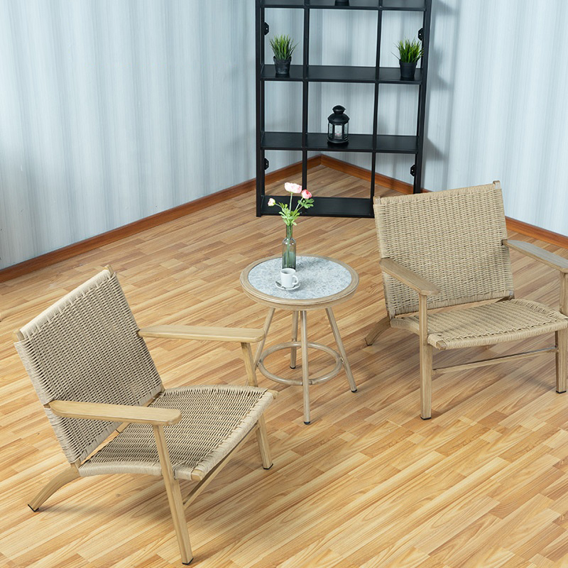 Leisurely Home Balcony Outdoor Cafe Library Leisurely Tables And Chairs Warm Color Woven Rattan Furniture