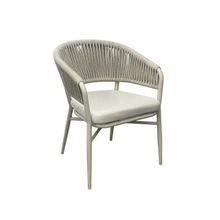 Aluminum Rope Outdoor Dining Chair with Cushion, Weather Resistant Woven Patio Armchair, Indoor Outdoor Furniture for Villa, Cafe, Balcony & Garden