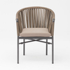 New Hot Sale Rope Art Design Soft Back Cushion Aluminum Modern Outdoor Terrace Beach Garden Color Rope Chair