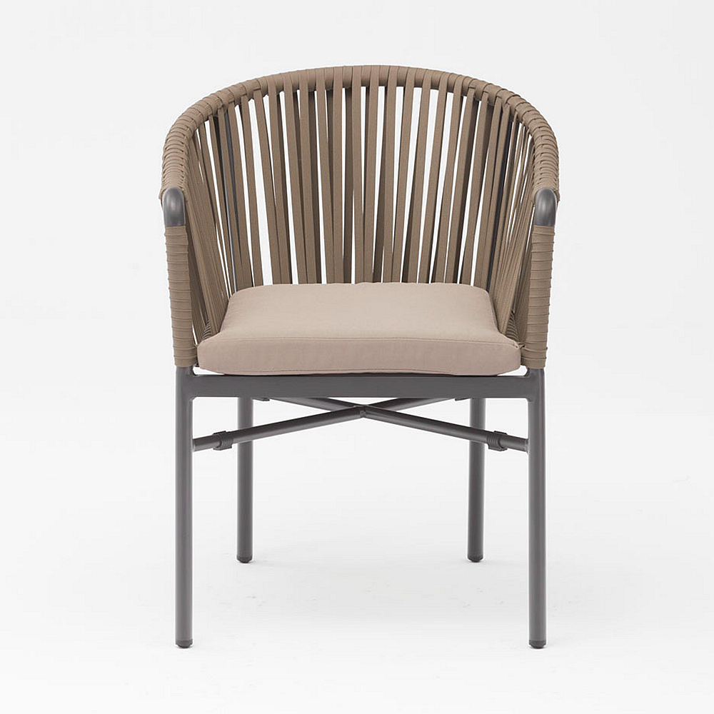 New Hot Sale Rope Art Design Soft Back Cushion Aluminum Modern Outdoor Terrace Beach Garden Color Rope Chair