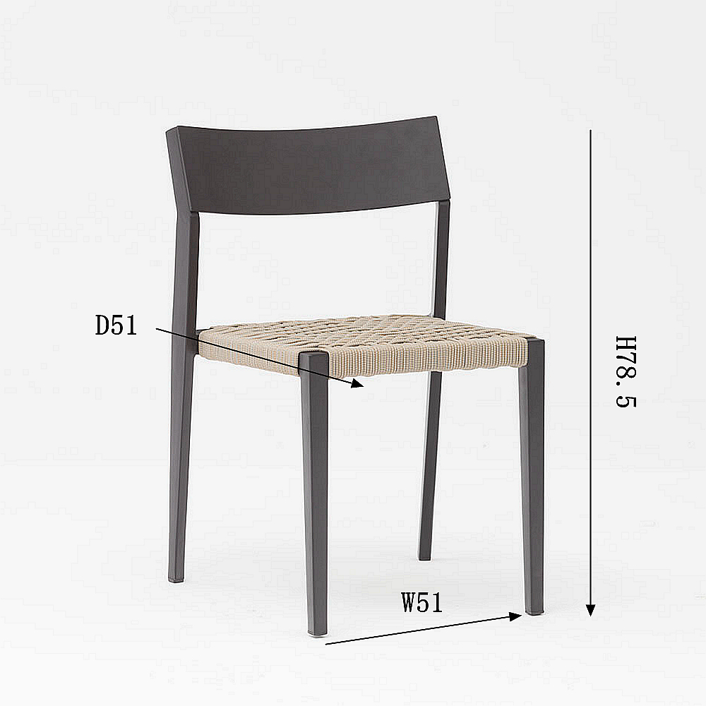 Hot New Modern Rope Art Design Elastic Soft Back Cushion Aluminum Garden Terrace Beach Outdoor Rope Chair