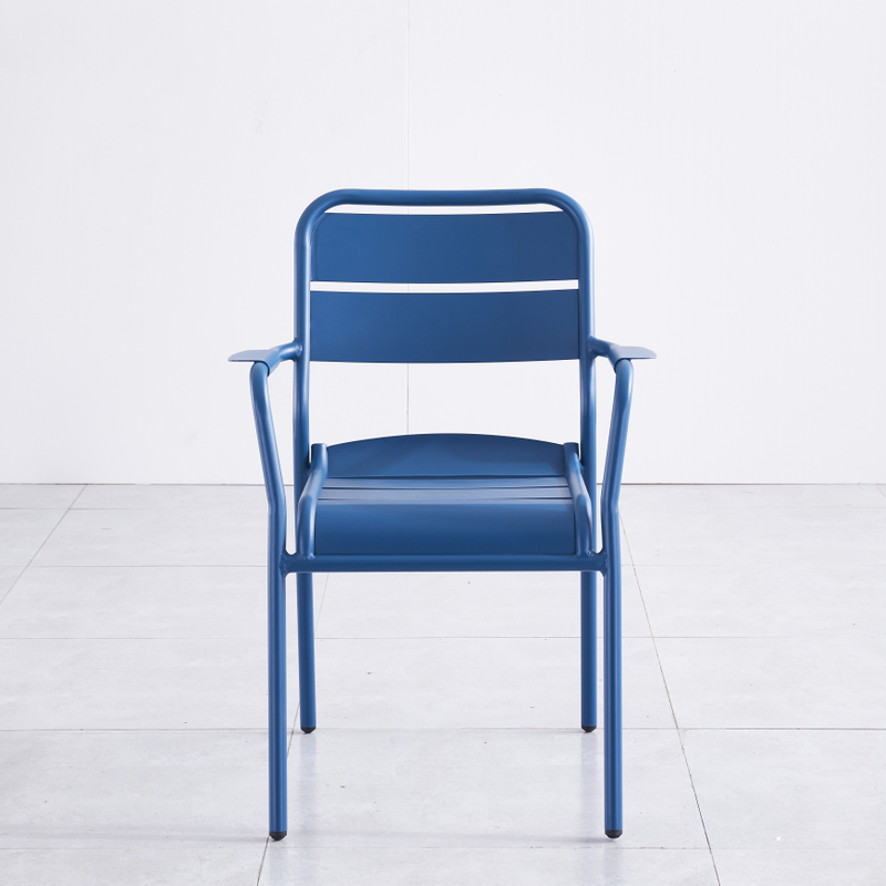 New Design Modern Brand Bistro Dining Outdoor Garden Restaurant Patio Metal Aluminum Stackable Chairs Table Set Furniture