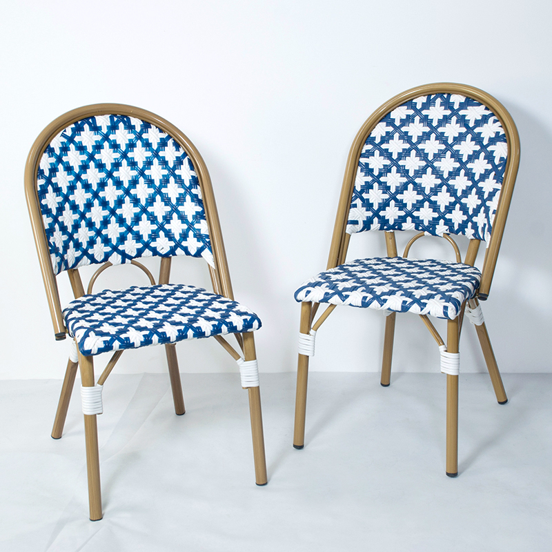 Hot Selling High Quality Metal Stacking Outdoor Garden Patio Bistro Dining French Rattan/Wicker Aluminum Chairs Furniture