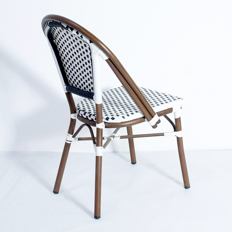 New Design Modern Brand Metal French Garden Patio Outdoor Bistro Dining Aluminum Bamboo Rattan Wicker Chairs Sets