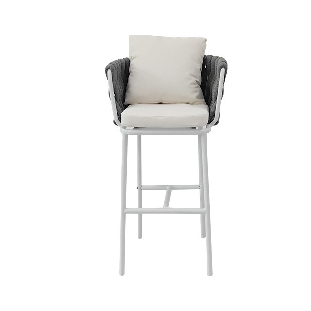 Casual Rattan Backrest Bar Chair Aluminum Alloy Outdoor High Chair Nordic Rattan Art Chair Bar Chair