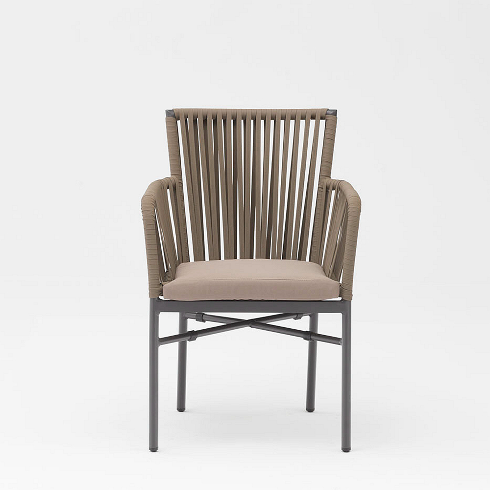 Modern New Technology Design Elastic Soft Rope Braided Aluminum Frame Terrace Garden Outdoor Rope Chair