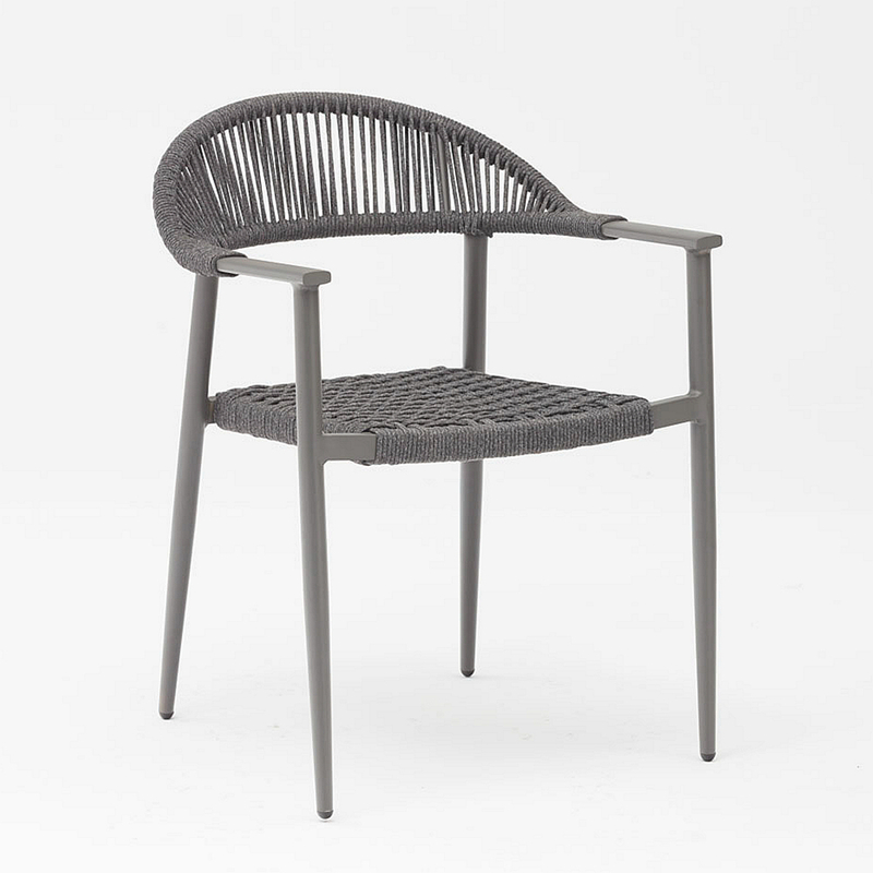 Modern New Design Durable Elastic Soft Rope Braided Aluminum Frame Terrace Garden Outdoor Rope Chair