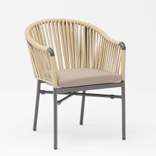 New Hot Sale Rope Art Design Soft Back Cushion Aluminum Modern Outdoor Terrace Beach Garden Color Rope Chair