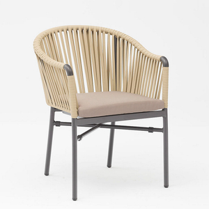 New Hot Sale Rope Art Design Soft Back Cushion Aluminum Modern Outdoor Terrace Beach Garden Color Rope Chair