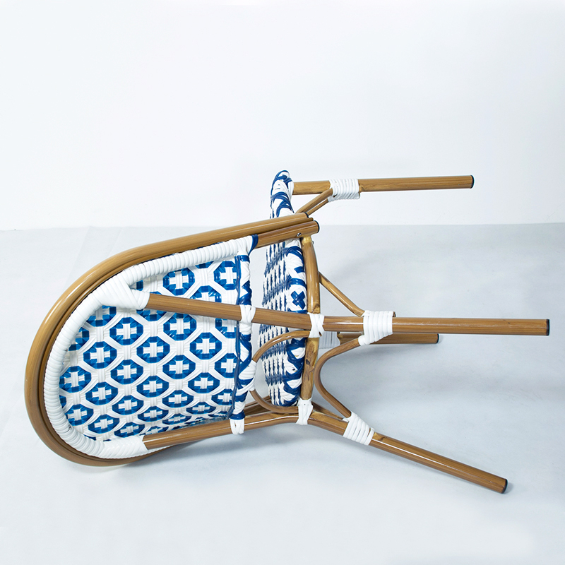 Hot Selling High Quality Metal Stacking Outdoor Garden Patio Bistro Dining French Rattan/Wicker Aluminum Chairs Furniture