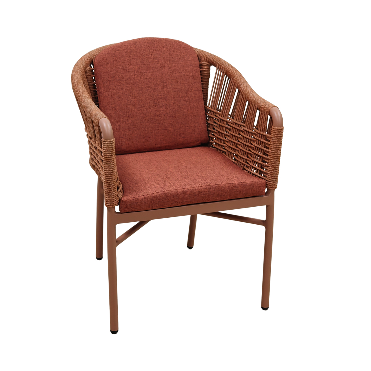 Woven Rope Patio Dining Set, Rust-proof Aluminum Frame Outdoor Table and Chair