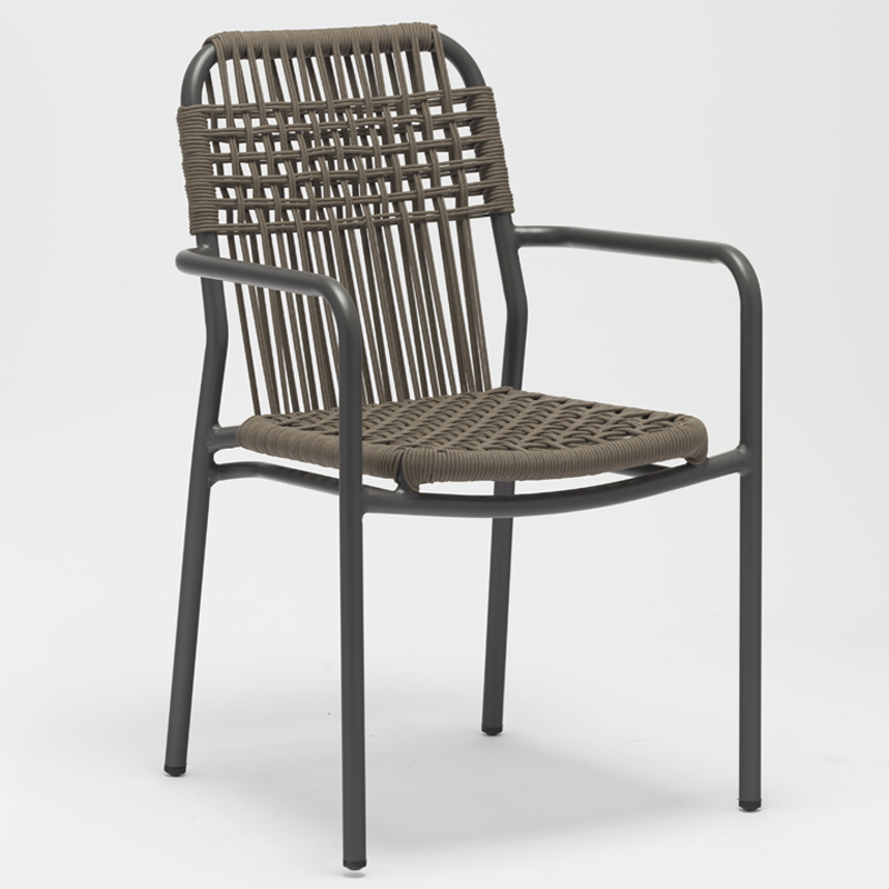 Many Color Comfortable And Cool Stacking Aluminum Outdoor Cafe Balcony Garden Rope Chairs