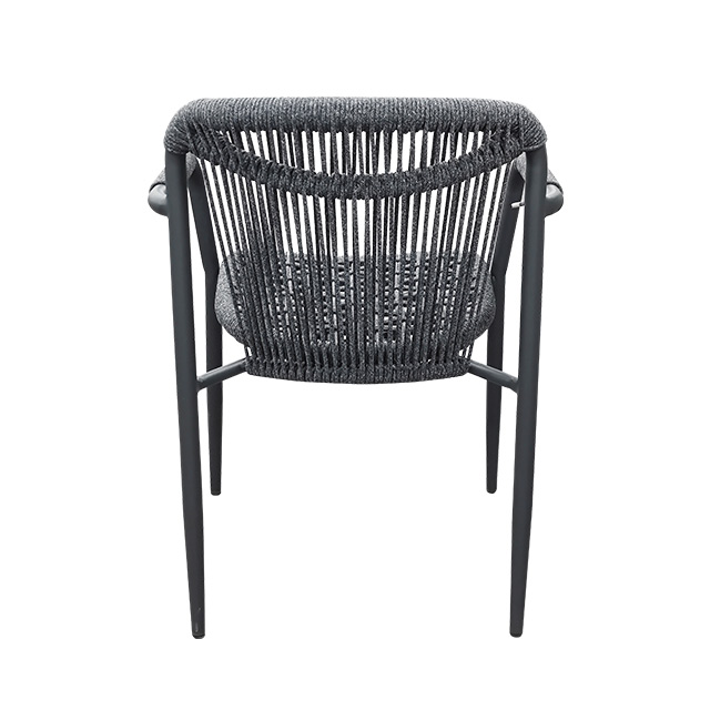 Outdoor Chair Courtyard Outdoor Garden Lounge Chair Single Aluminum Alloy Rattan Woven Back Dining Chair