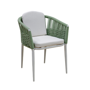 Woven Rope Patio Dining Set, Rust-proof Aluminum Frame Outdoor Table and Chair