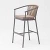 Modern New Hot Sale Rope Art Design Elastic Soft Back Cushion Aluminum Terrace Party Pub Outdoor Rope Bar Chair
