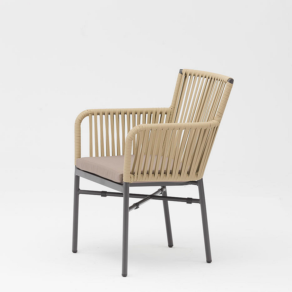 Modern New Technology Design Elastic Soft Rope Braided Aluminum Frame Terrace Garden Outdoor Rope Chair