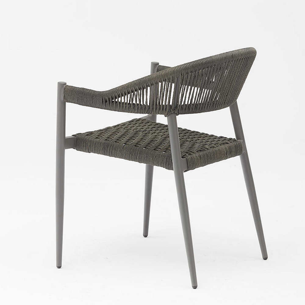 New Design Durable Elastic Soft Rope Braided Aluminum Frame Modern Garden Terrace Rope Outdoor Chair