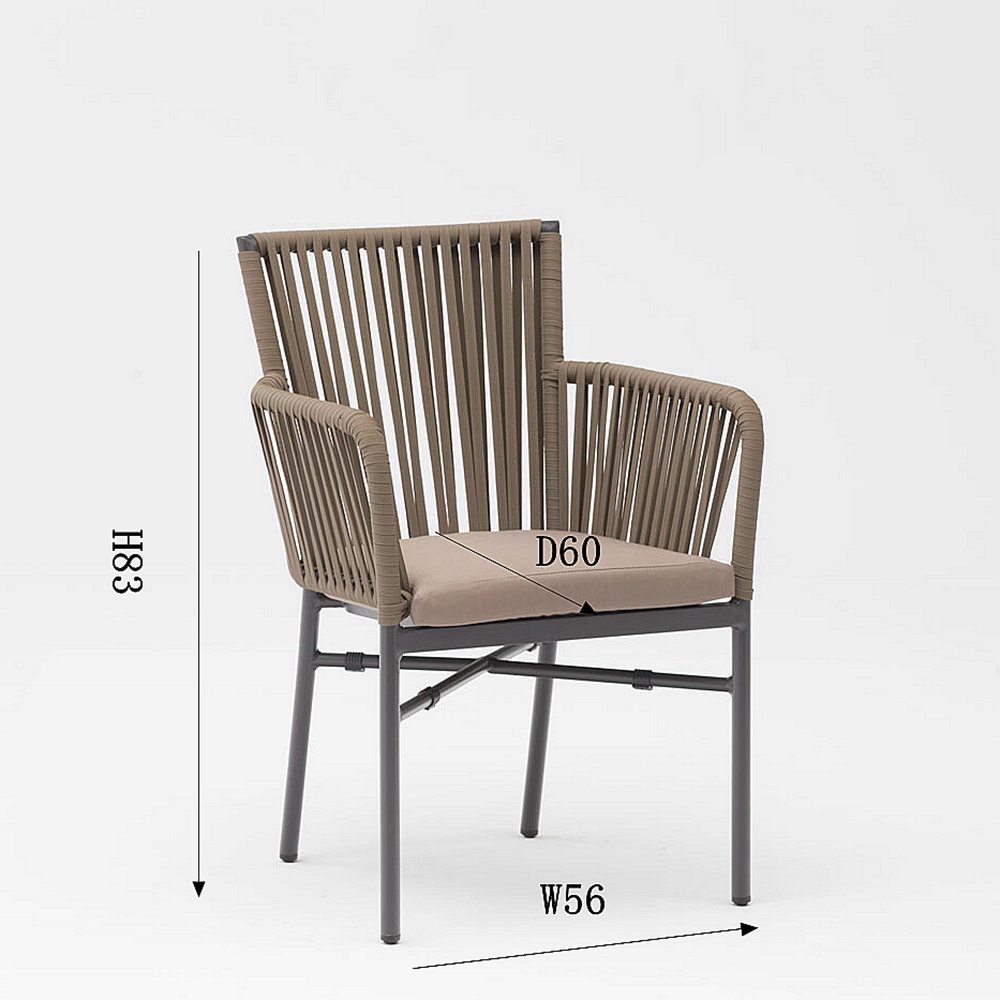 Modern New Technology Design Elastic Soft Rope Braided Aluminum Frame Terrace Garden Outdoor Rope Chair