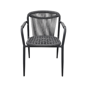 Outdoor Chair Courtyard Outdoor Garden Lounge Chair Single Aluminum Alloy Rattan Woven Back Dining Chair