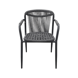 Outdoor Chair Courtyard Outdoor Garden Lounge Chair Single Aluminum Alloy Rattan Woven Back Dining Chair