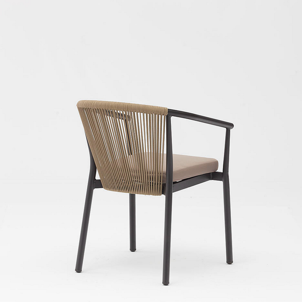 New Modern Hot Selling Rope Art Design Elastic Soft Back Cushion Aluminum Terrace Beach Garden Rope Outdoor Chair