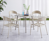 Bistro Dining Outdoor Garden Restaurant Patio Fast Food Metal Aluminum Stackable Chairs Table Sets Furniture