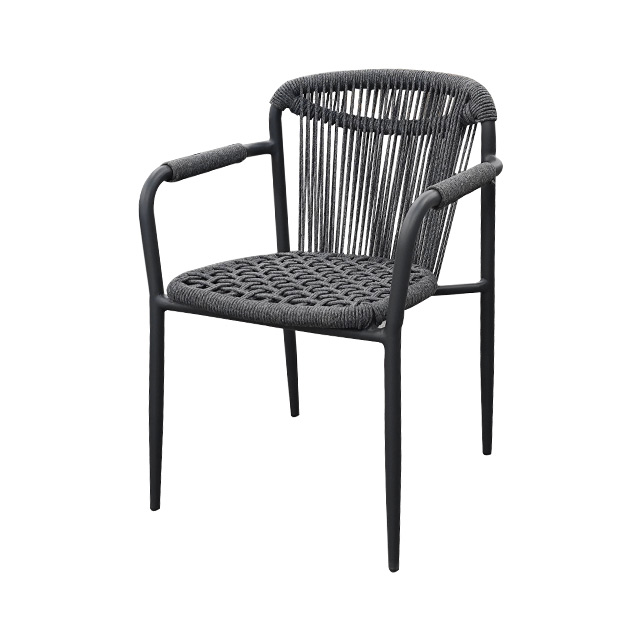 Outdoor Chair Courtyard Outdoor Garden Lounge Chair Single Aluminum Alloy Rattan Woven Back Dining Chair