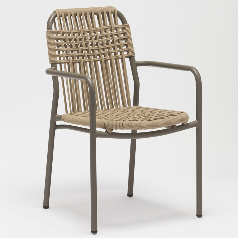 Many Color Comfortable And Cool Stacking Aluminum Outdoor Cafe Balcony Garden Rope Chairs