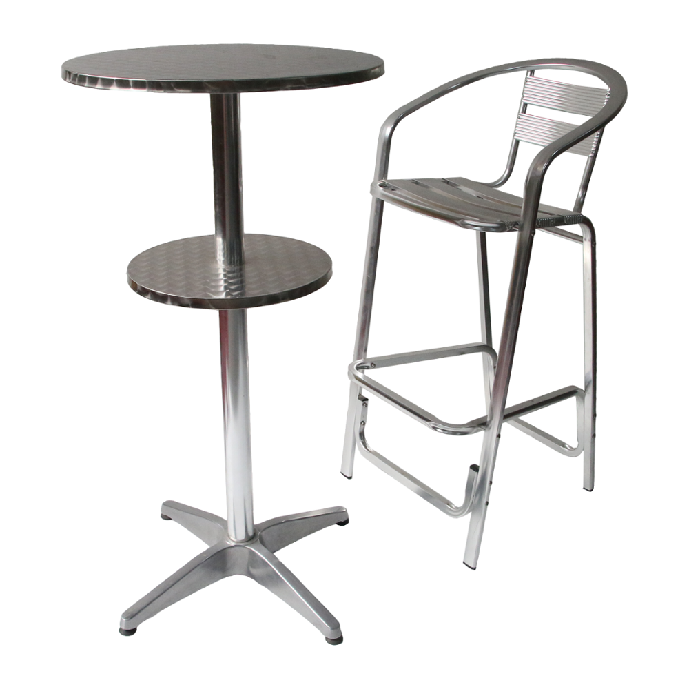 Tall Aluminium Modern Round Metal Outdoor Furniture High Stool Portable Bar Table