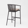 Modern New Hot Sale Rope Art Design Elastic Soft Back Cushion Aluminum Terrace Party Pub Outdoor Rope Bar Chair
