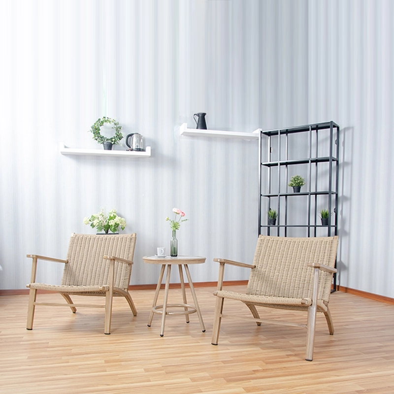 Leisurely Home Balcony Outdoor Cafe Library Leisurely Tables And Chairs Warm Color Woven Rattan Furniture