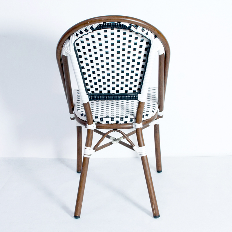 New Design Modern Brand Metal French Garden Patio Outdoor Bistro Dining Aluminum Bamboo Rattan Wicker Chairs Sets