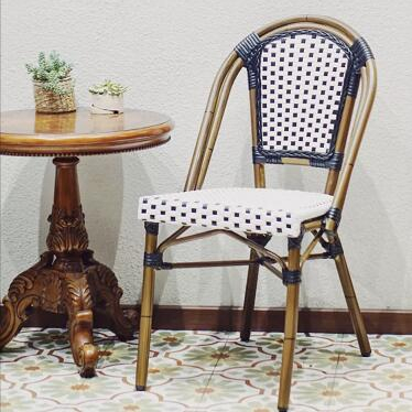 Bistro Vintage Aluminium Outdoor Furniture Flower Dining Garden Rattan Chair