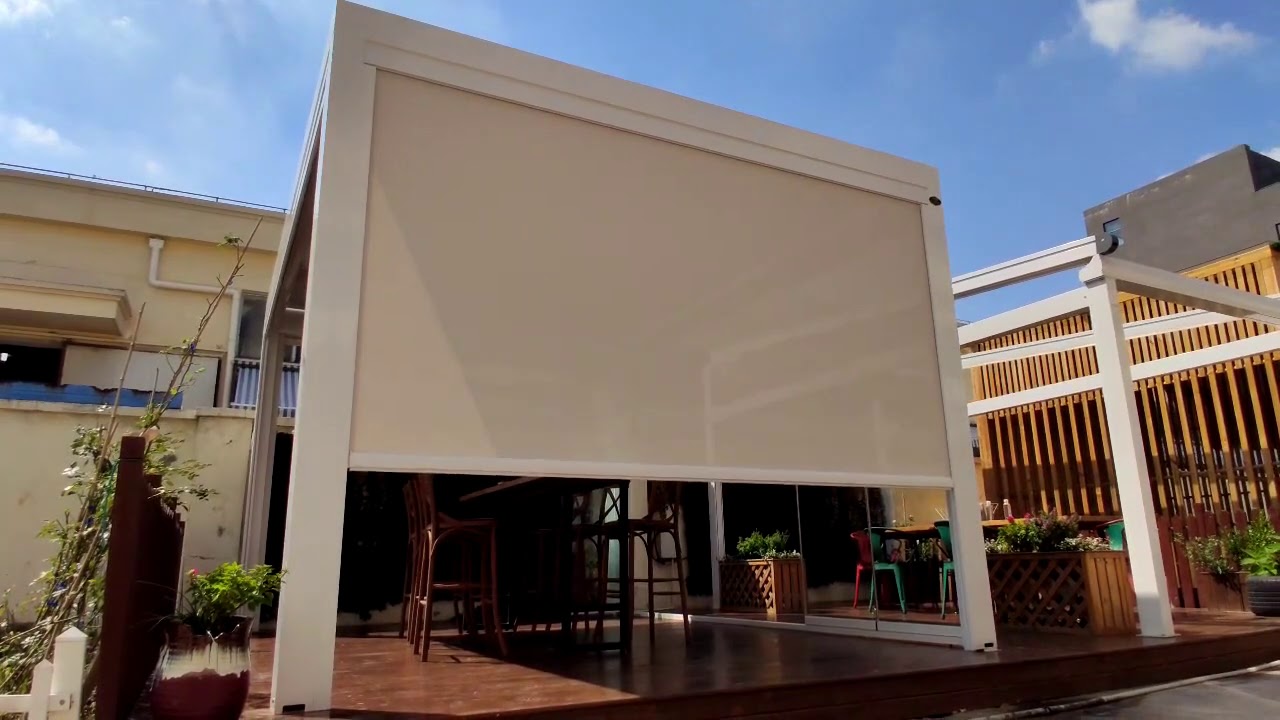 Outdoor Balcony Automatic Blackout Motorized Sunscreen Waterproof Roller Smart Blinds Custom