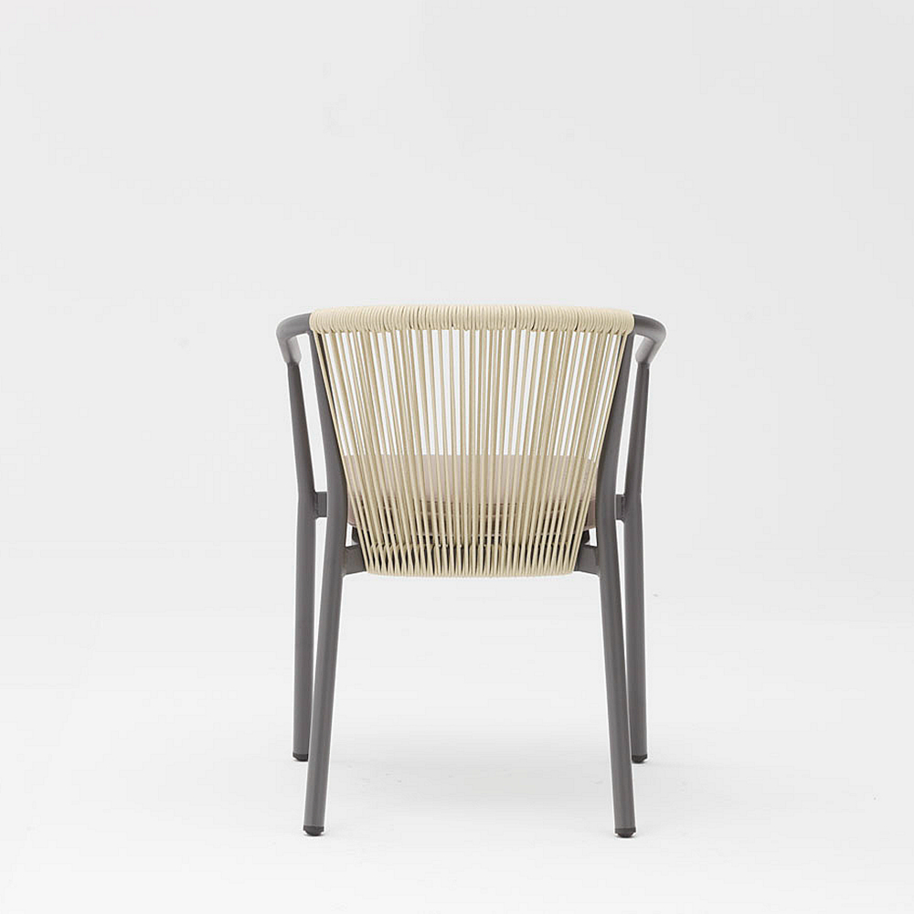 New Modern Hot Selling Rope Art Design Elastic Soft Back Cushion Aluminum Terrace Beach Garden Rope Outdoor Chair