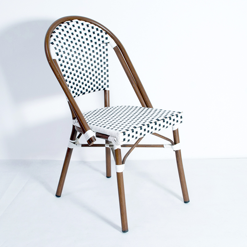 New Design Modern Brand Metal French Garden Patio Outdoor Bistro Dining Aluminum Bamboo Rattan Wicker Chairs Sets