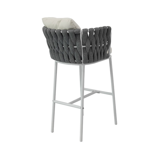 Casual Rattan Backrest Bar Chair Aluminum Alloy Outdoor High Chair Nordic Rattan Art Chair Bar Chair