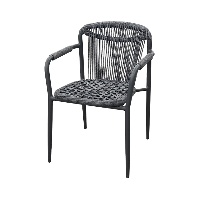 Outdoor Chair Courtyard Outdoor Garden Lounge Chair Single Aluminum Alloy Rattan Woven Back Dining Chair