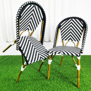 Wholesale Discount Outdoor Balcony French Cafe Bistro Rattan Aluminum Wicker Chairs rattan / wicker chairs