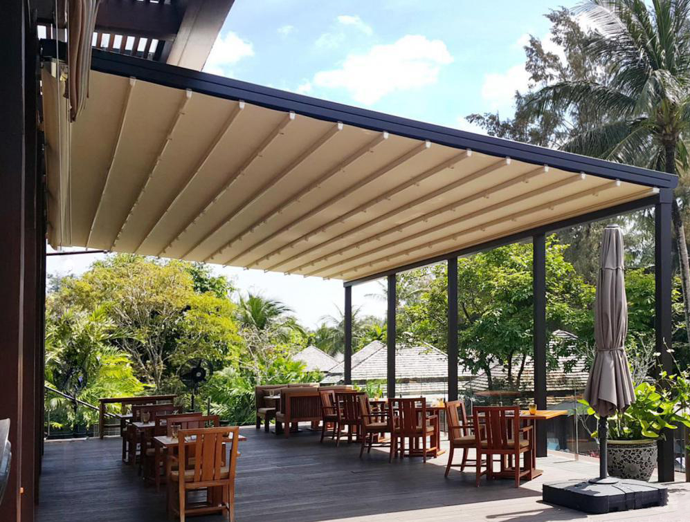 Outdoor Garden Patio Roof Free Standing Balcony Custom Aluminum Motorized Retractable Automatic Awning