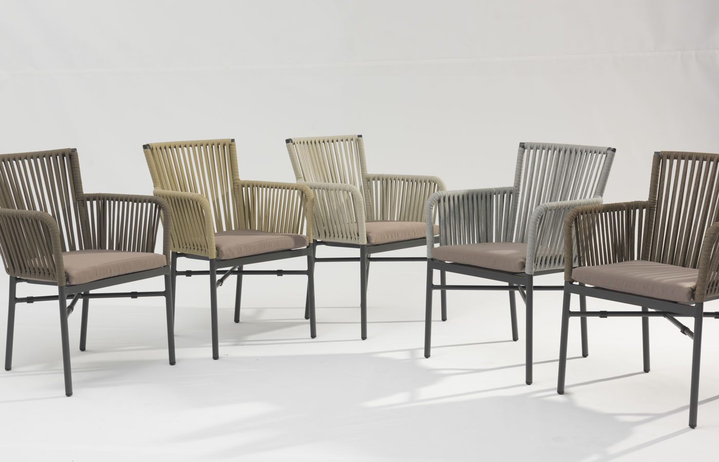 Modern New Technology Design Elastic Soft Rope Braided Aluminum Frame Terrace Garden Outdoor Rope Chair