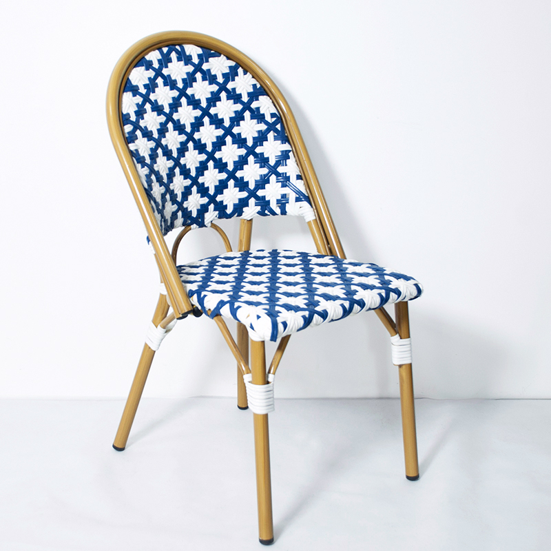 Hot Selling High Quality Metal Stacking Outdoor Garden Patio Bistro Dining French Rattan/Wicker Aluminum Chairs Furniture