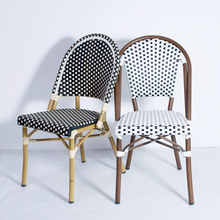 New Design Modern Brand Metal French Garden Patio Outdoor Bistro Dining Aluminum Bamboo Rattan Wicker Chairs Sets