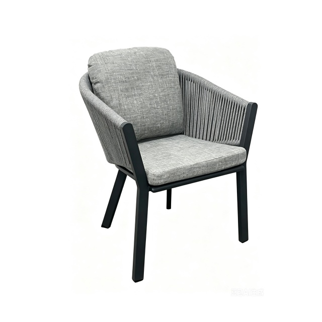 Aluminum Outdoor Chair, Patio Dining Chair with Cushioned Seat and Backrest, Indoor Outdoor Furniture for Restaurant, Villa, Balcony and Garden