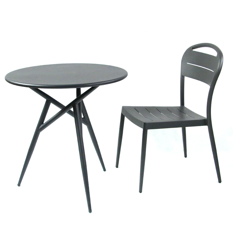 Outdoor Round Backyard Garden Aluminium Table And 2 Chairs